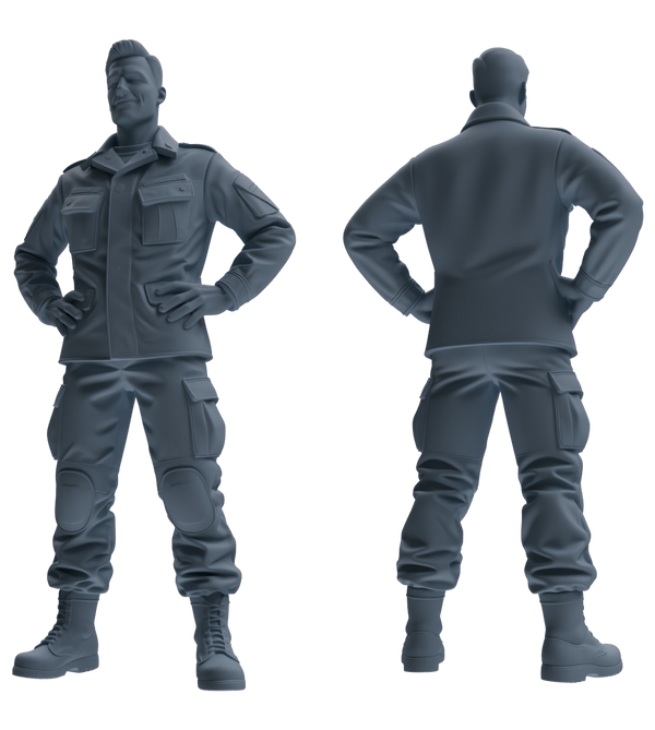 MRY-SFW SSTR195 Miniatures Soldier Model Kit Celebrating Soldier Pose Modern Model 4 pcs