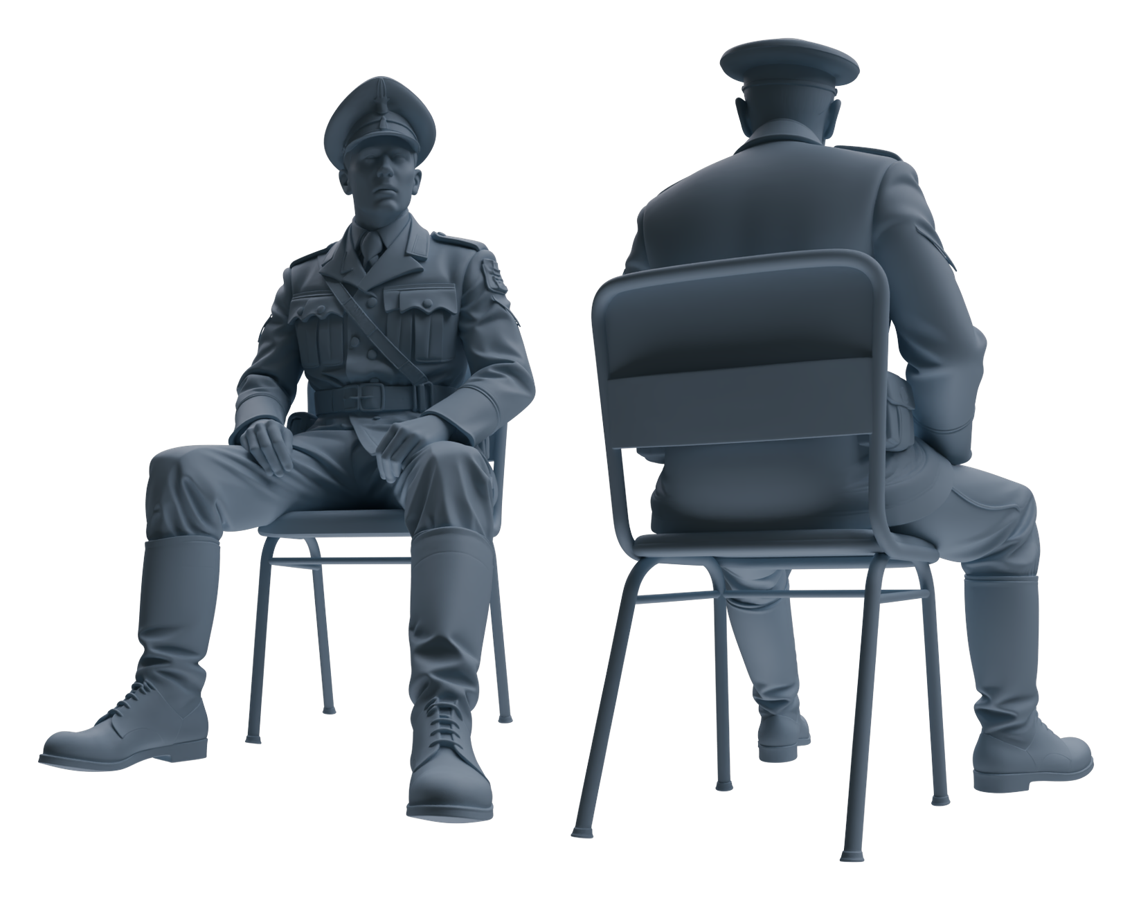 Detail view of MRY-SFW LYGR590 WWII French Army Six-Person Strategic Deployment Group Model