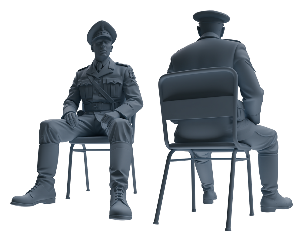 Detail view of MRY-SFW LYGR590 WWII French Army Six-Person Strategic Deployment Group Model