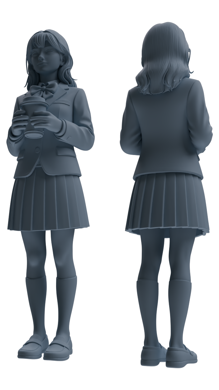 Detail view of MRY-SFW LYTR850 Blazer JK Uniform School Girl Figure Modern Model 4 pcs Miniature Car Diorama Figures Scene Props Accessories Resin Model