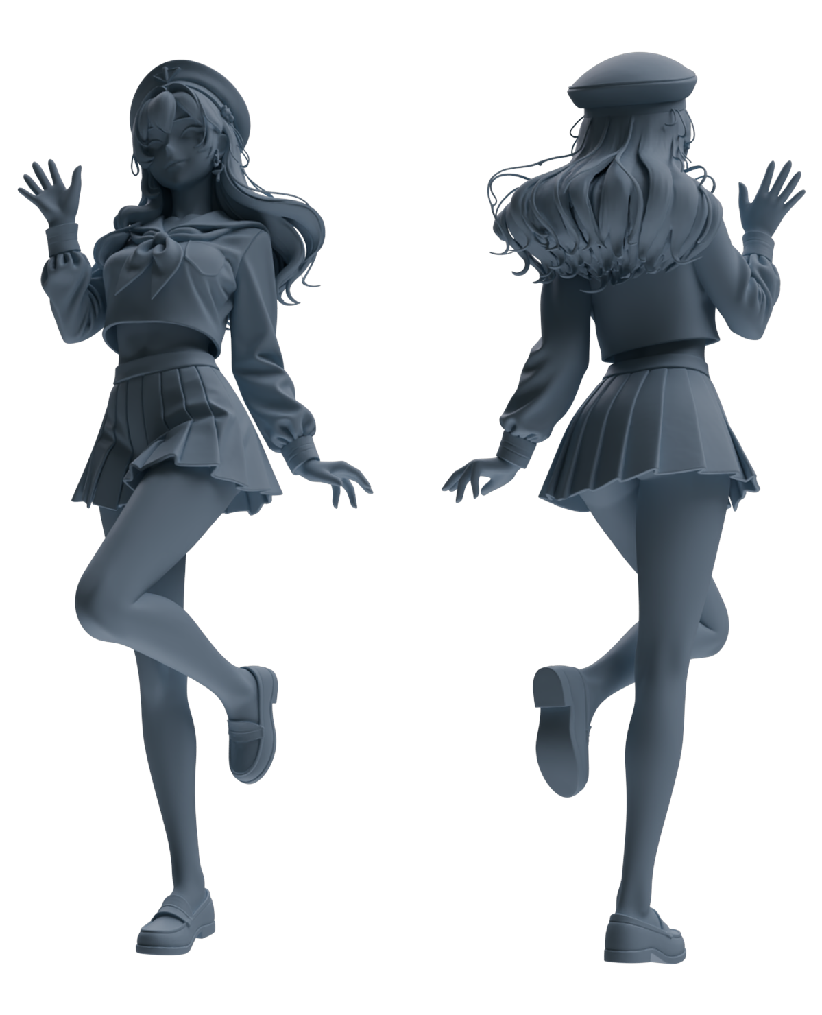 Detail view of MRY-SFW LYTR883 Sailor Uniform Girl Figure Modern Model 3 pcs Model