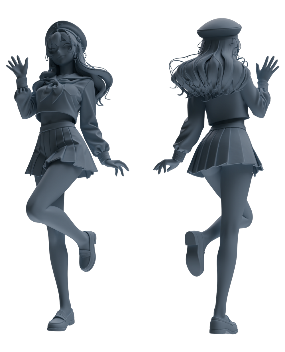 Detail view of MRY-SFW LYTR883 Sailor Uniform Girl Figure Modern Model 3 pcs Model