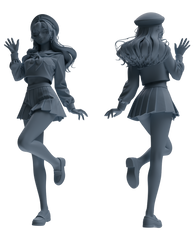 Detail view of MRY-SFW LYTR883 Sailor Uniform Girl Figure Modern Model 3 pcs Model