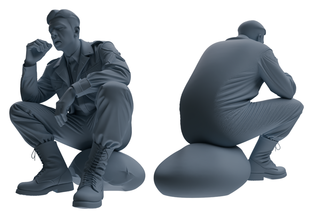 Detail view of MRY-SFW LYGR593 Historical WWII U.S. Army Five-Person Dining Group Model
