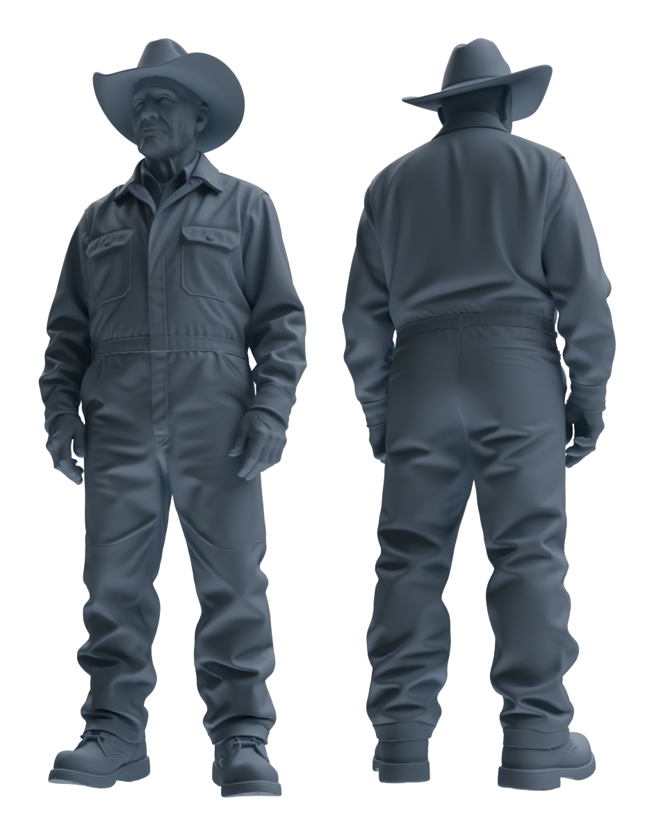 Detail view of MRY-SFW LYTR922 Farm Cowboy Worker Multi-pose Modern Model 3 pcs Model