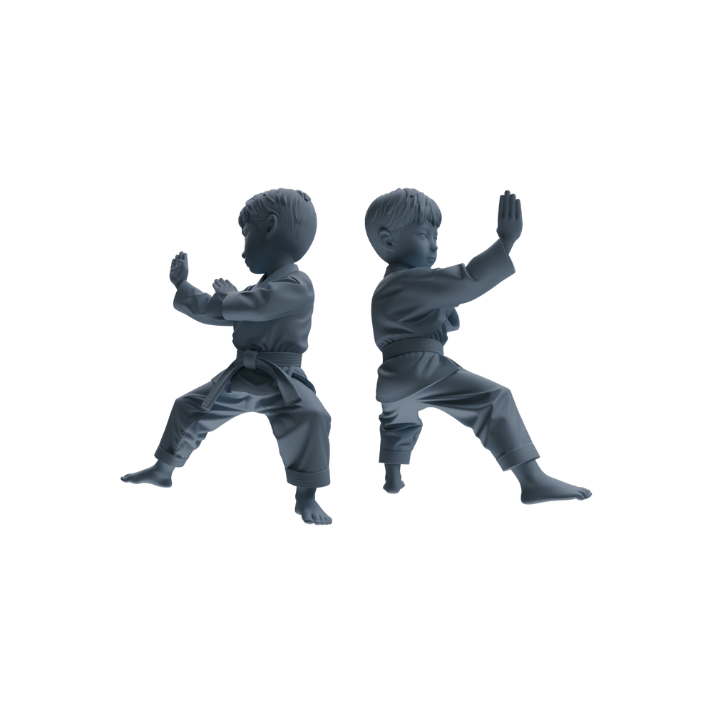 Detail view of MRY-SFW LYTR817 Cartoon Karate Child Figure Modern Model 3 pcs Miniature Car Diorama Figures Scene Props Accessories Resin Model