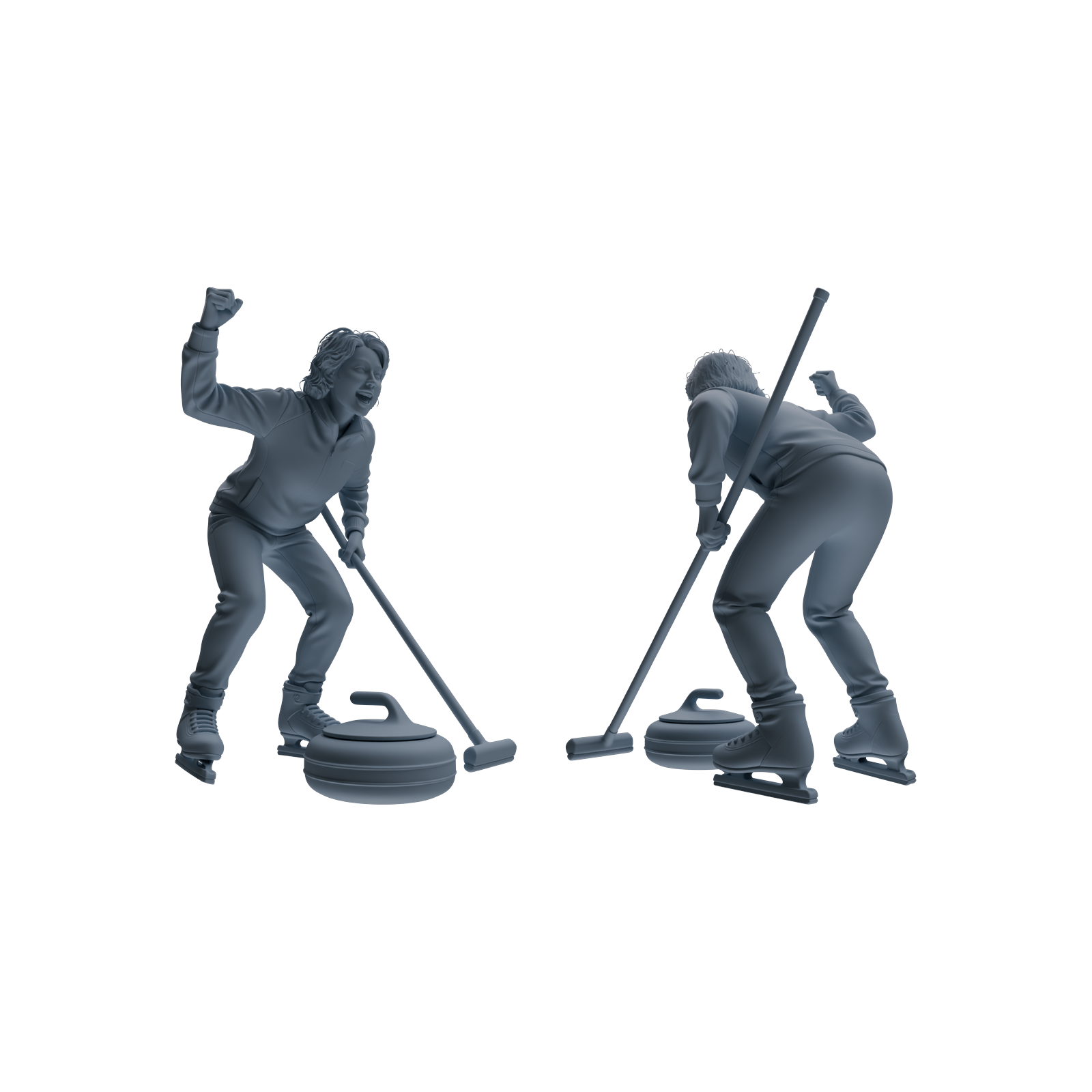 Detail view of MRY-SFW LYTR793 Curling Figure Modern Model 4 pcs Miniature Car Diorama Figures Scene Props Accessories Resin Model