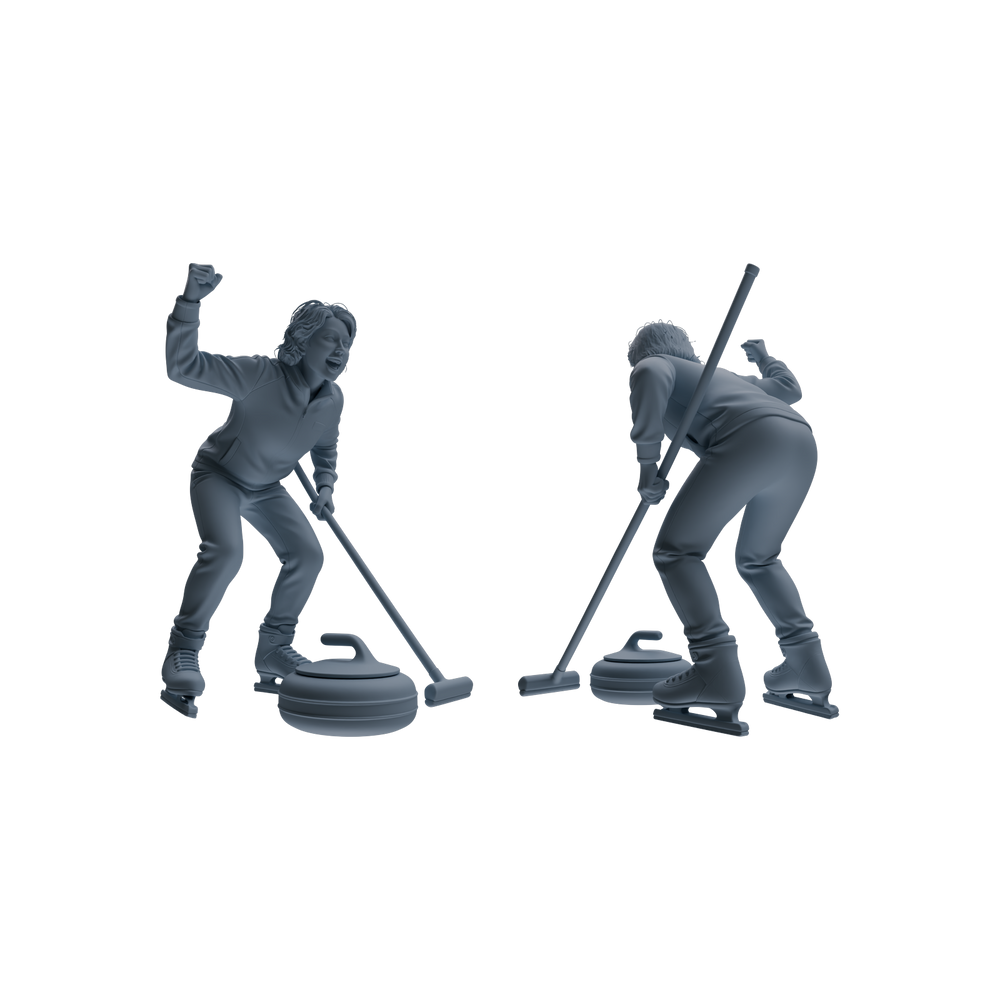 Detail view of MRY-SFW LYTR793 Curling Figure Modern Model 4 pcs Miniature Car Diorama Figures Scene Props Accessories Resin Model