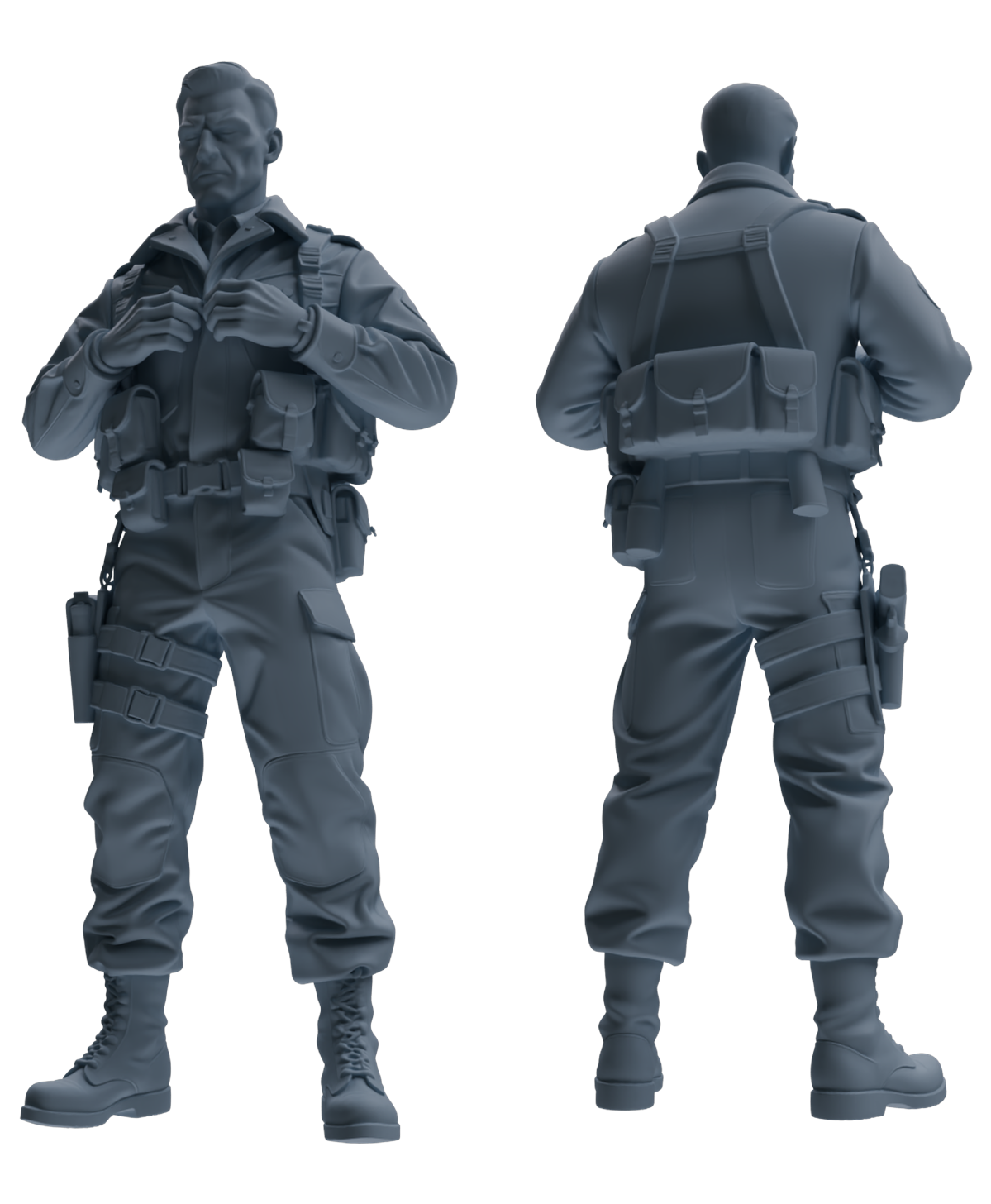 MRY-SFW SSTR209 Miniatures Soldier Model Kit WWII Gas Mask Soldier Pose Modern Model 4 pcs