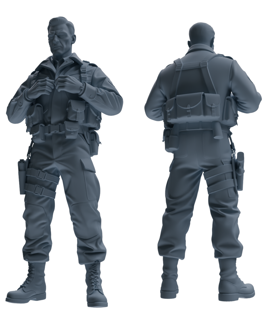 MRY-SFW SSTR209 Miniatures Soldier Model Kit WWII Gas Mask Soldier Pose Modern Model 4 pcs