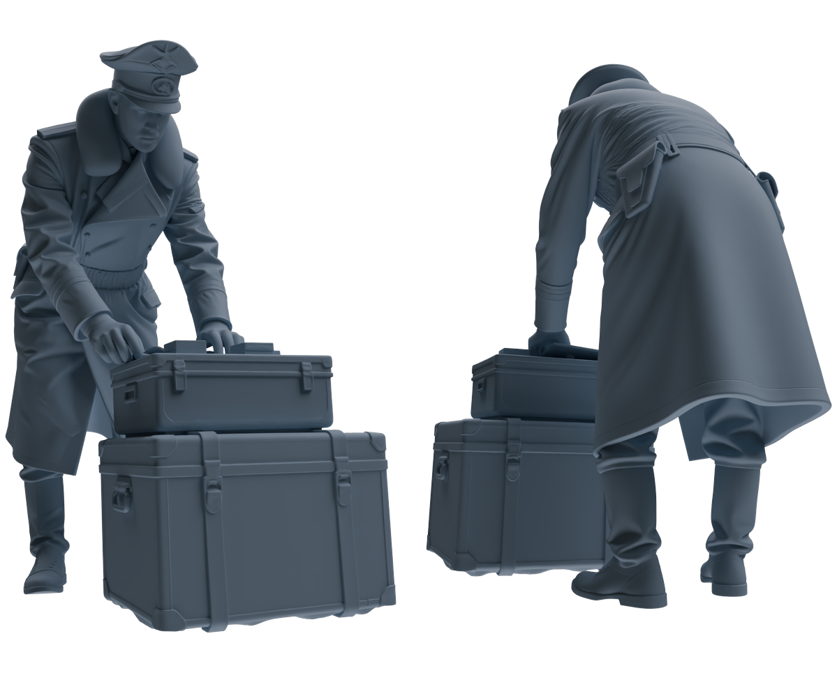 Detail view of MRY-SFW LYGR711 WWII German Army War Scene Six-Person Combat Readiness Group Model