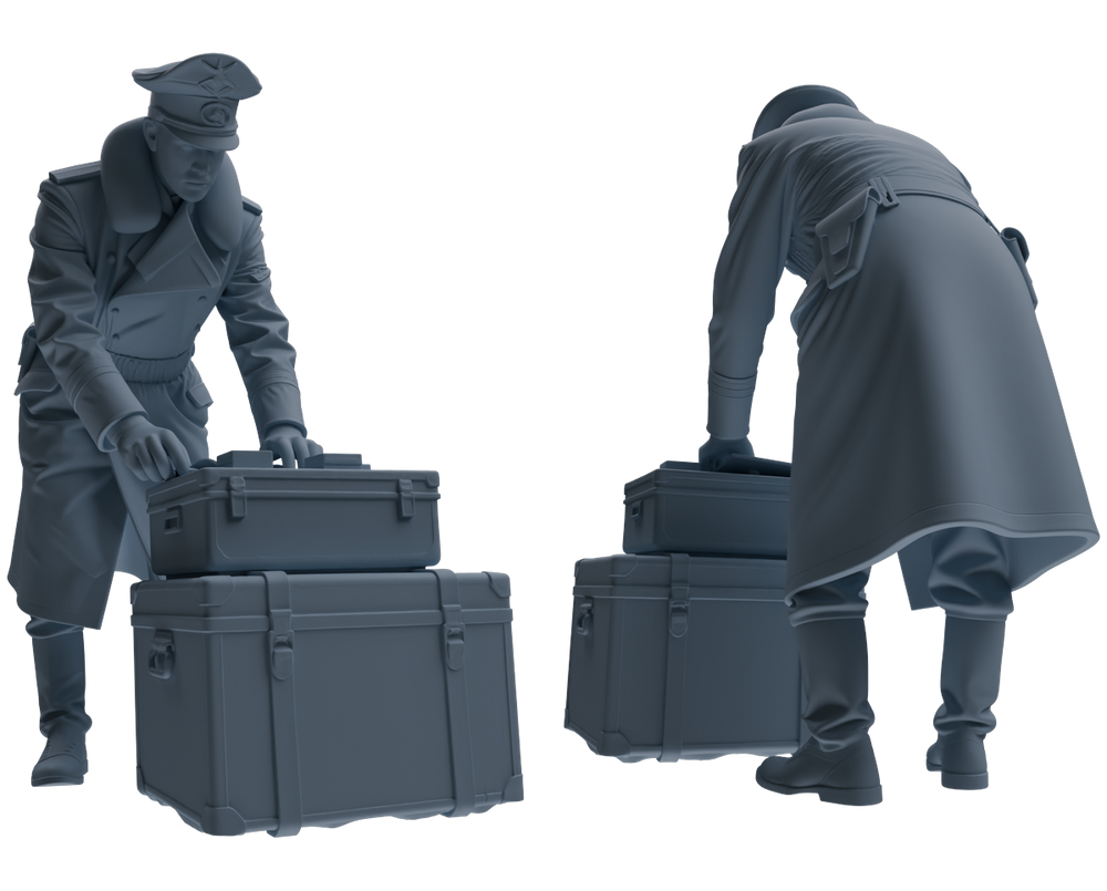 Detail view of MRY-SFW LYGR711 WWII German Army War Scene Six-Person Combat Readiness Group Model