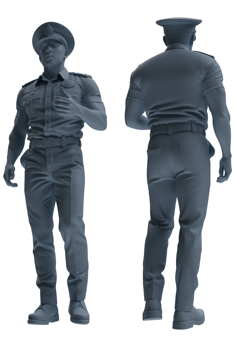 Detail view of MRY-SFW LYGR767 Modern Hong Kong Police Six-Person Daily Routine 2 Model