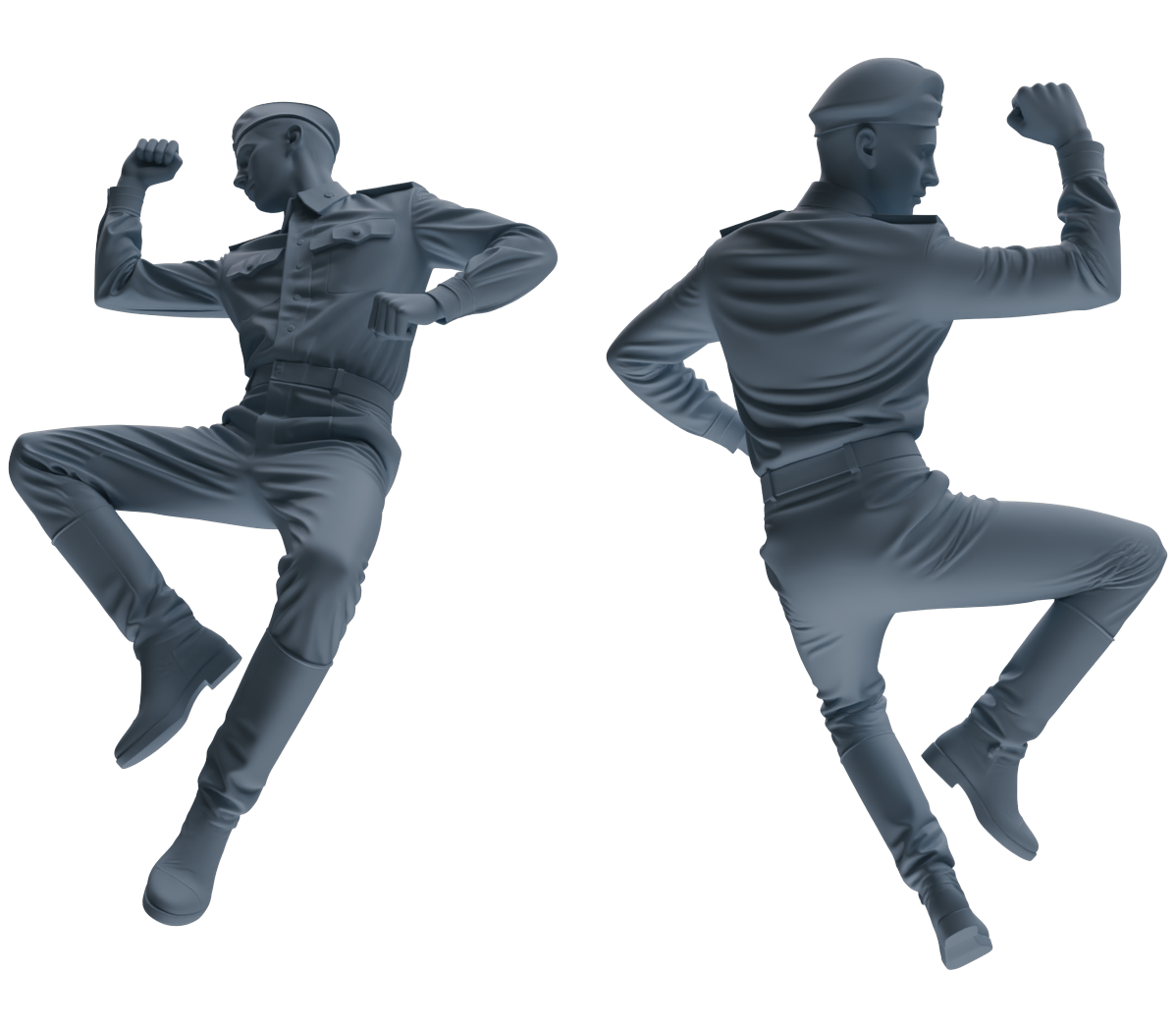 Detail view of MRY-SFW LYGR733 WWII Soviet Army War Scene Six-Person Dancing Group Model