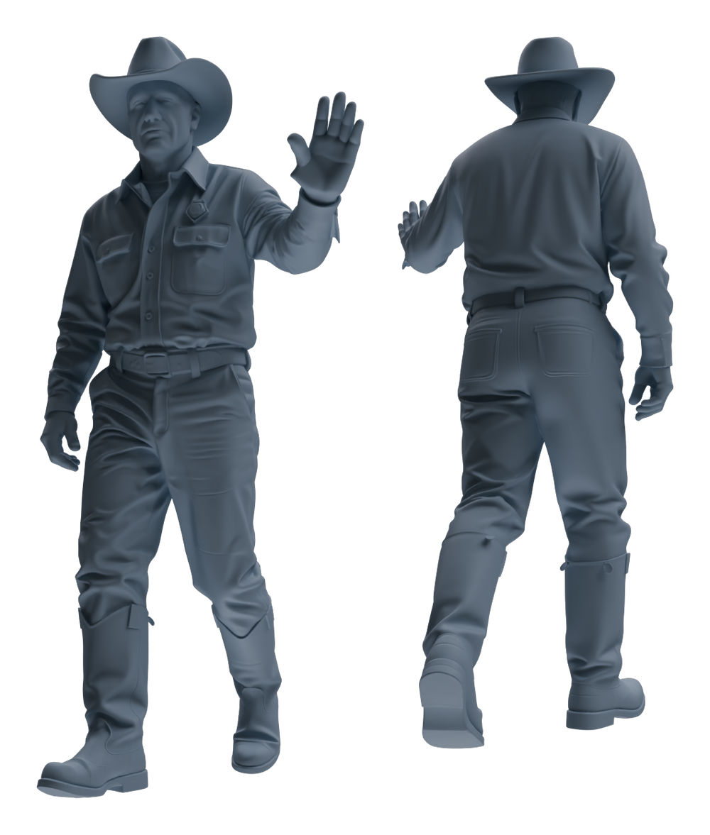 Detail view of MRY-SFW LYTR900 Multi-pose Cowboy Man Modern Model 4 pcs Model