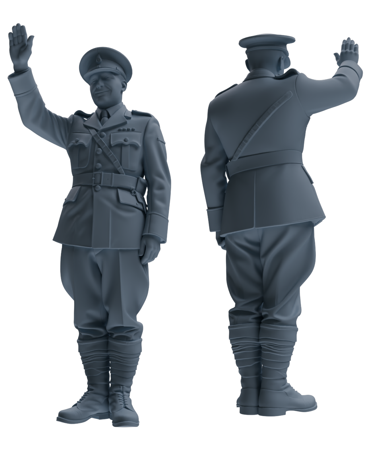 MRY-SFW SSTR196 Miniatures Soldier Model Kit Officer Salute Wave Pose Modern Model 3 pcs