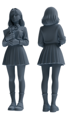 Detail view of MRY-SFW LYTR849 Long Hair JK Uniform School Girl Figure Modern Model 4 pcs Miniature Car Diorama Figures Scene Props Accessories Resin Model