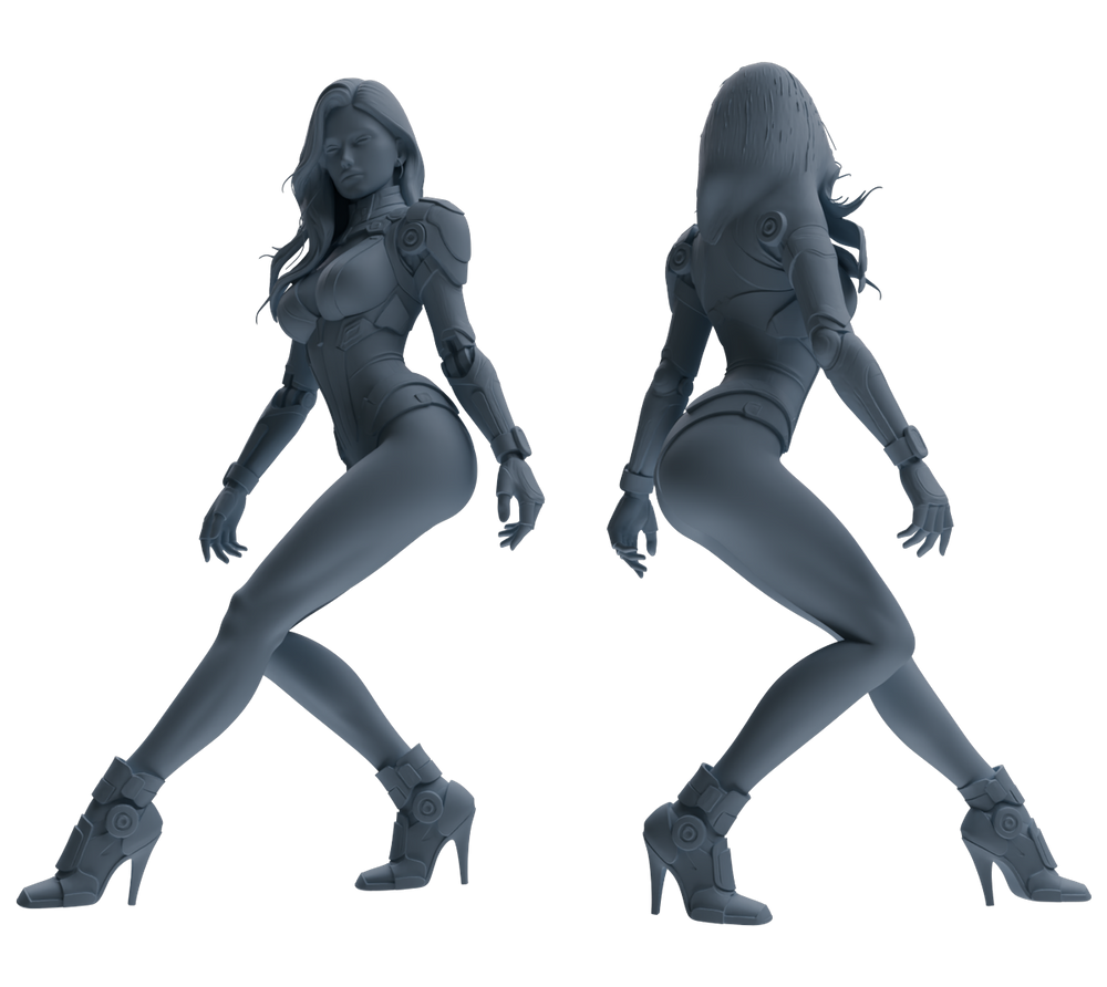 Detail view of MRY-SFW LYTR867 Cyber Modified Woman Figure Modern Model 4 pcs Model