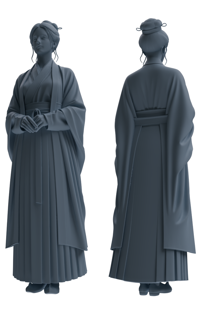Detail view of MRY-SFW LYTR890 Ancient Hanfu Woman Figure Modern Model 3 pcs Model