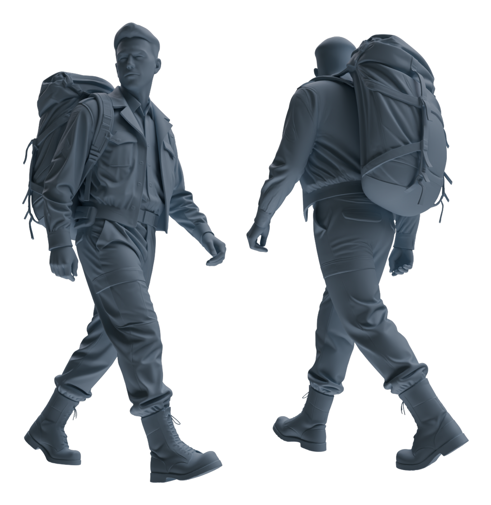 Detail view of MRY-SFW LYGR591 Historical WWII U.S. Army Six-Person Carrying Group Model