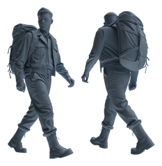 Detail view of MRY-SFW LYGR591 Historical WWII U.S. Army Six-Person Carrying Group Model