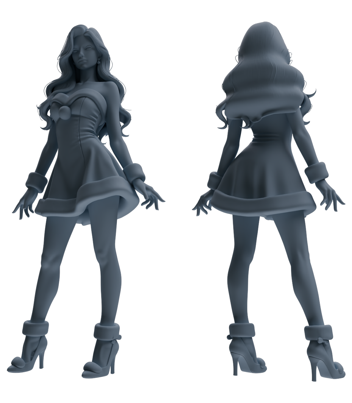 Detail view of MRY-SFW LYTR881 Christmas Style Girl Figure Modern Model 4 pcs Model
