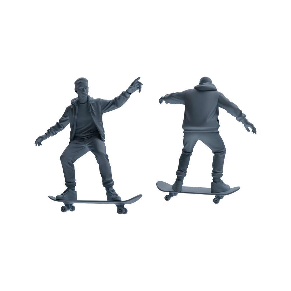 Detail view of MRY-SFW LYTR800 Skateboard Figure Modern Model 5 pcs Miniature Car Diorama Figures Scene Props Accessories Resin Model