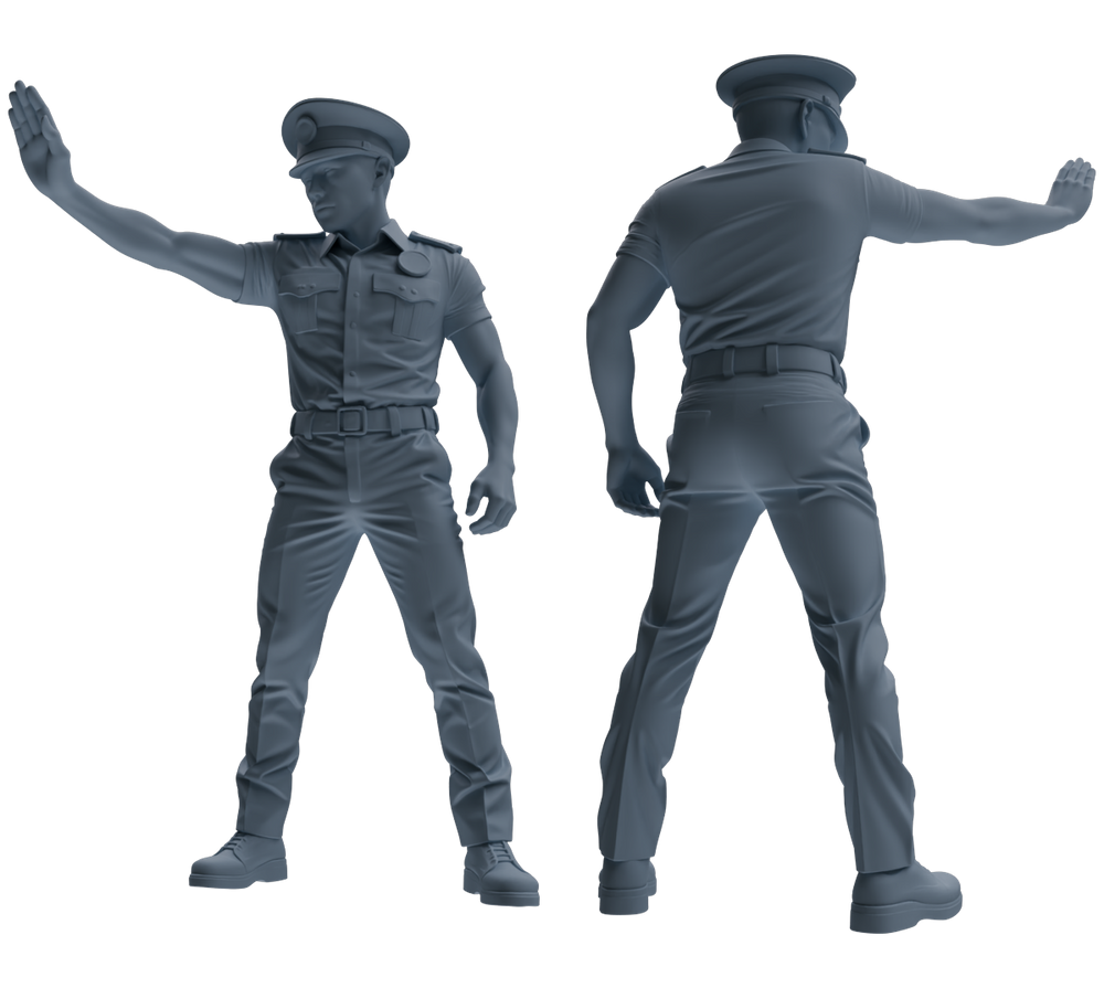 Detail view of MRY-SFW LYGR773 Modern Hong Kong Police Seven-Person Blocking Group Model
