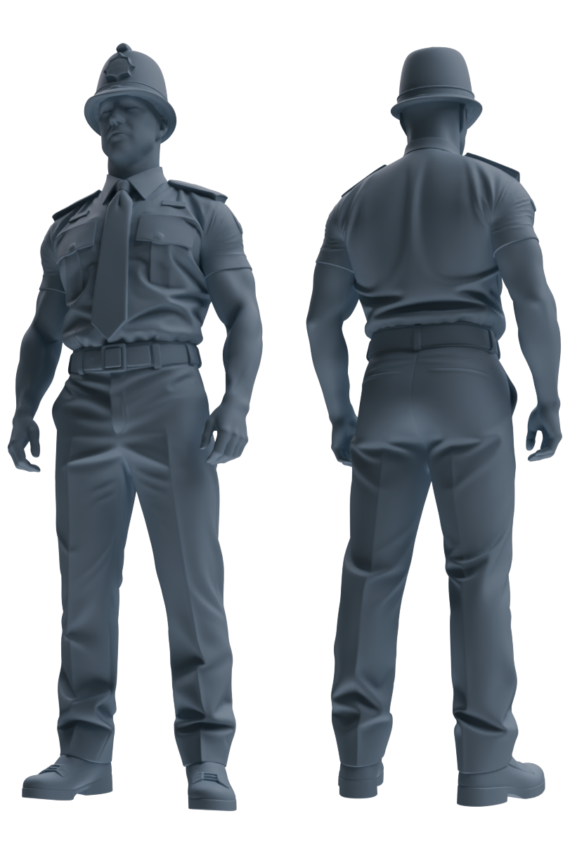 Detail view of MRY-SFW LYGR804 Modern British Police Six-Person Daily Routine Model