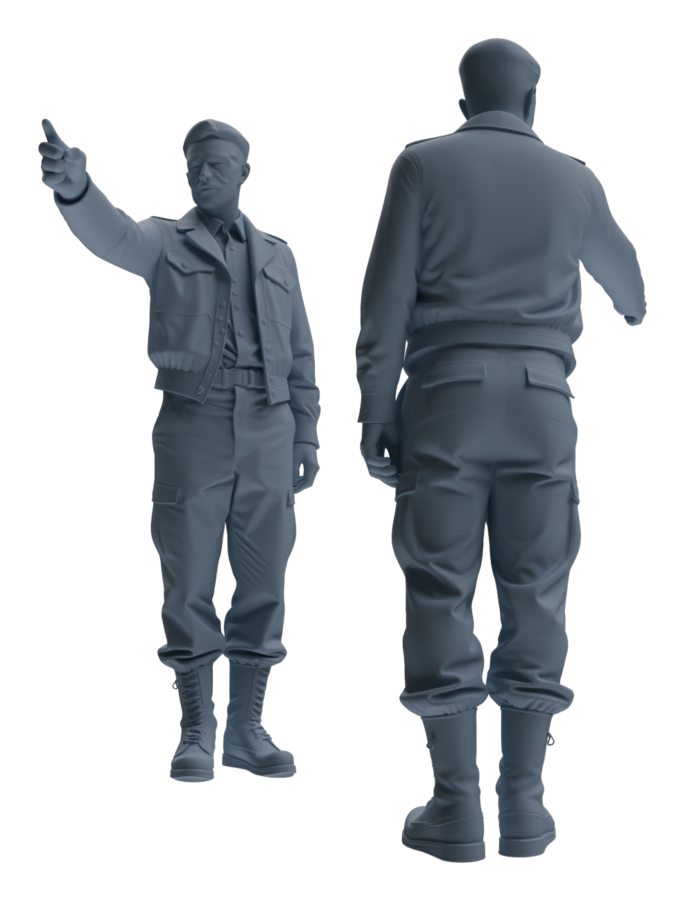 Detail view of MRY-SFW LYGR596 Historical WWII U.S. Army Six-Person Command Group Model
