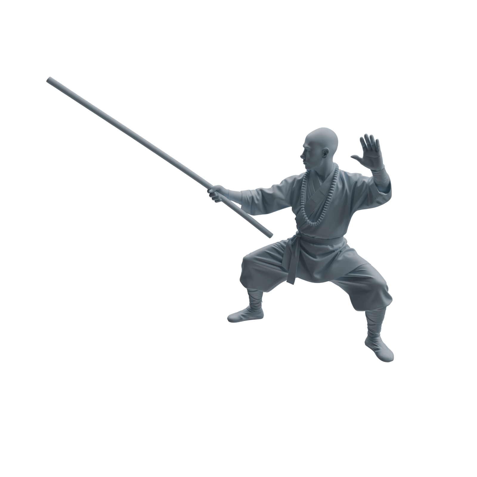 Detail view of MRY-SFW LYTR1075 Staff-wielding Martial Monk Character Modern Model 4 pcs Model