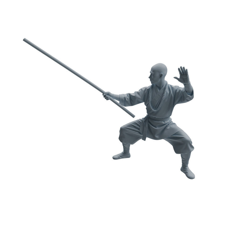 Detail view of MRY-SFW LYTR1075 Staff-wielding Martial Monk Character Modern Model 4 pcs Model