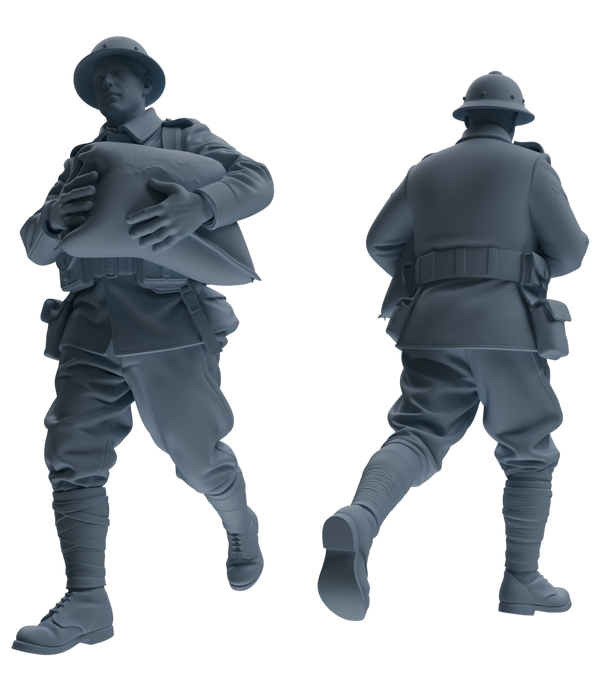 MRY-SFW SSTR189 Miniatures Soldier Model Kit WWI Engineer Soldier Pose Modern Model 3 pcs