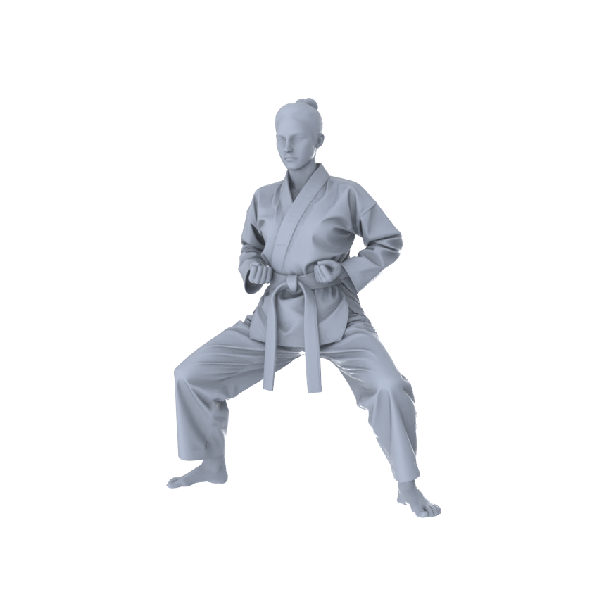 Detail view of MRY-SFW LYTR560 Modern Dojo Karate Practitioners Pose Group of 5 Miniature Car Diorama Figures Scene Props Accessories Resin Model