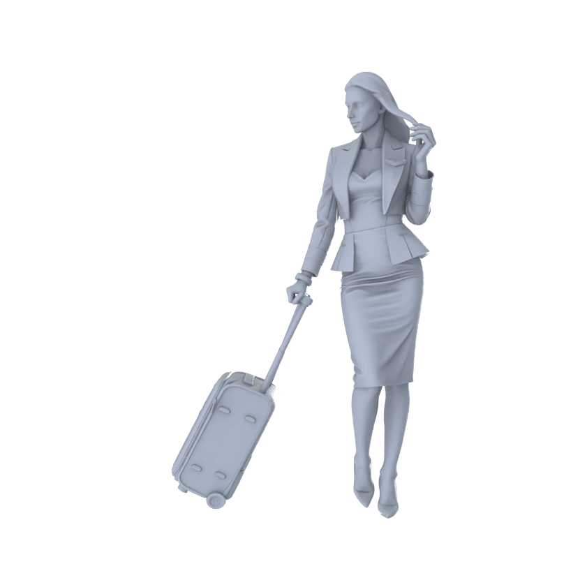 Detail view of MRY-SFW LYTR555 Modern Flight Attendants Pose Group of 6 Miniature Car Diorama Figures Scene Props Accessories Resin Model