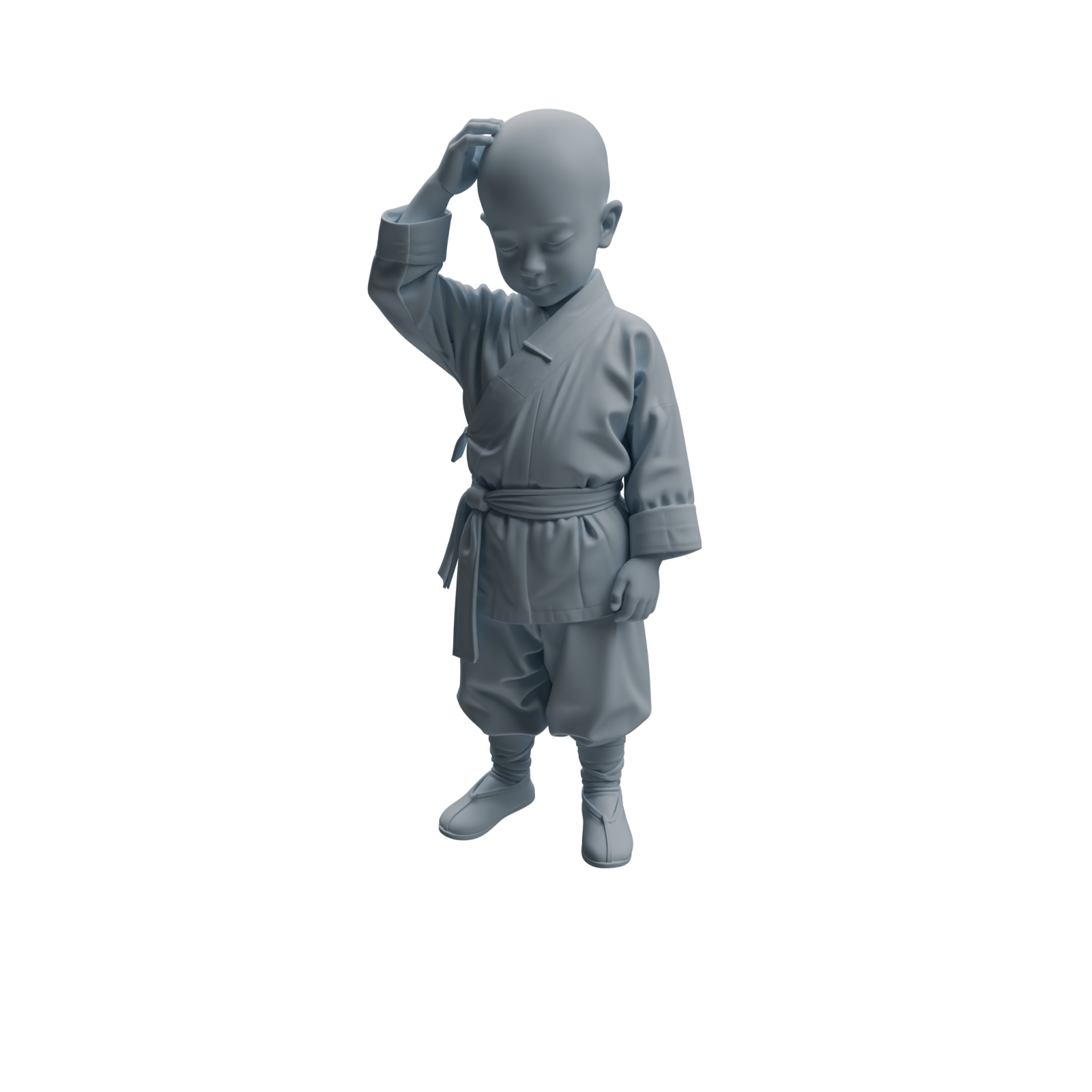 Detail view of MRY-SFW LYTR1072 Little Monk with Kung Fu Actions Character Modern Model 3 pcs Model