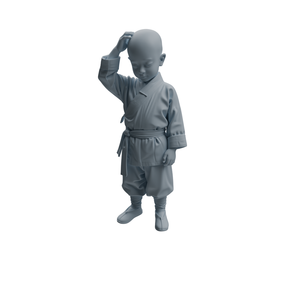 Detail view of MRY-SFW LYTR1072 Little Monk with Kung Fu Actions Character Modern Model 3 pcs Model