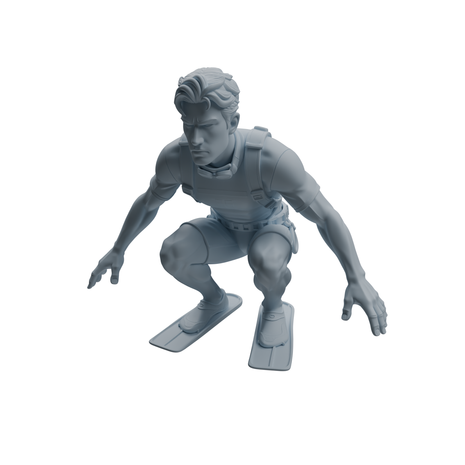 Detail view of MRY-SFW LYTR1009 Male Lifeguard on Beach Character Modern Model 3 pcs Model