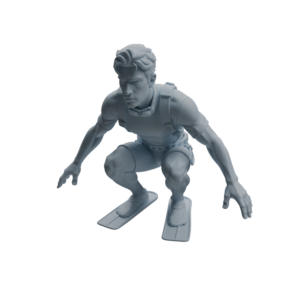 Detail view of MRY-SFW LYTR1009 Male Lifeguard on Beach Character Modern Model 3 pcs Model