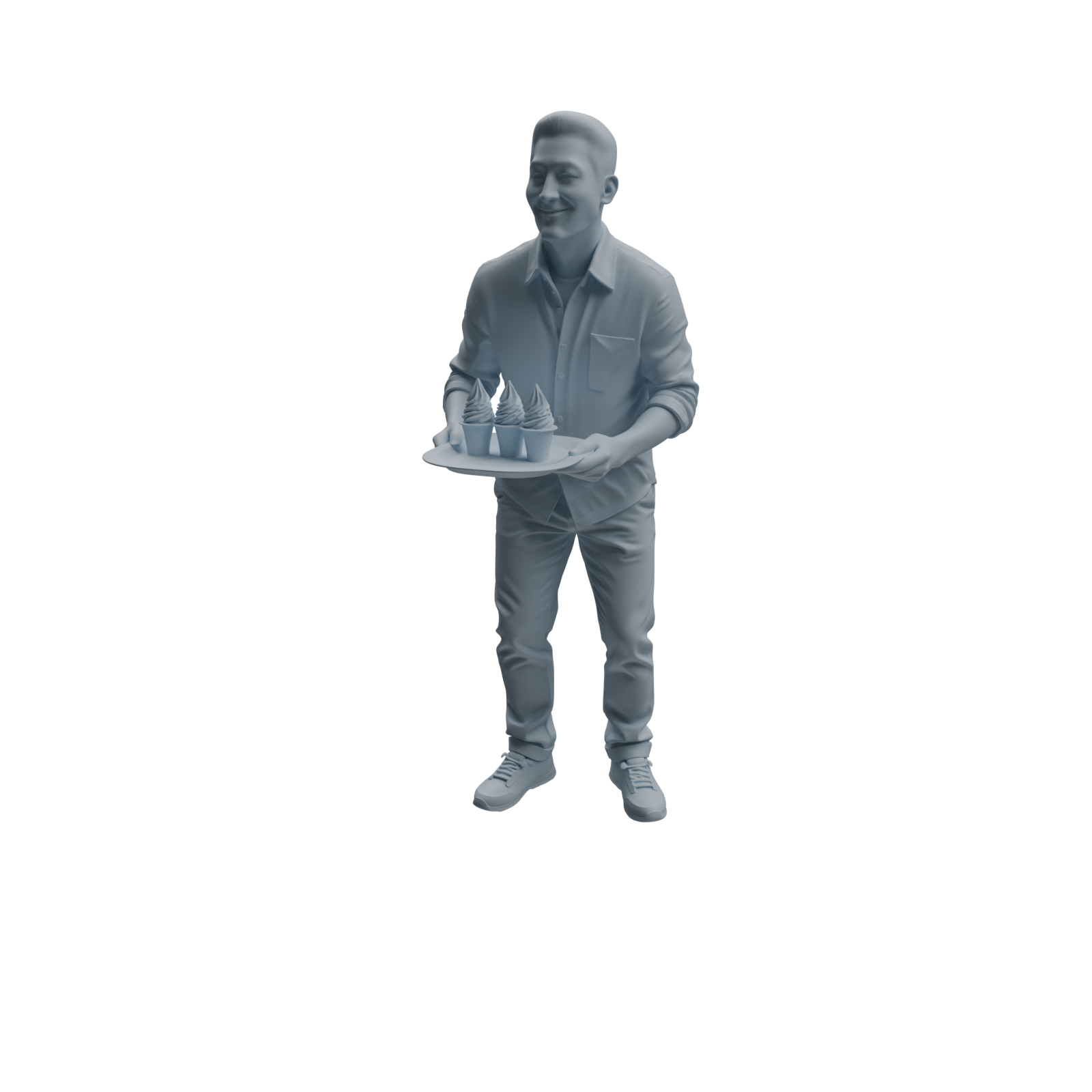 Detail view of MRY-SFW LYTR1057 Ice Cream Shop Staff Character Modern Model 4 pcs Model