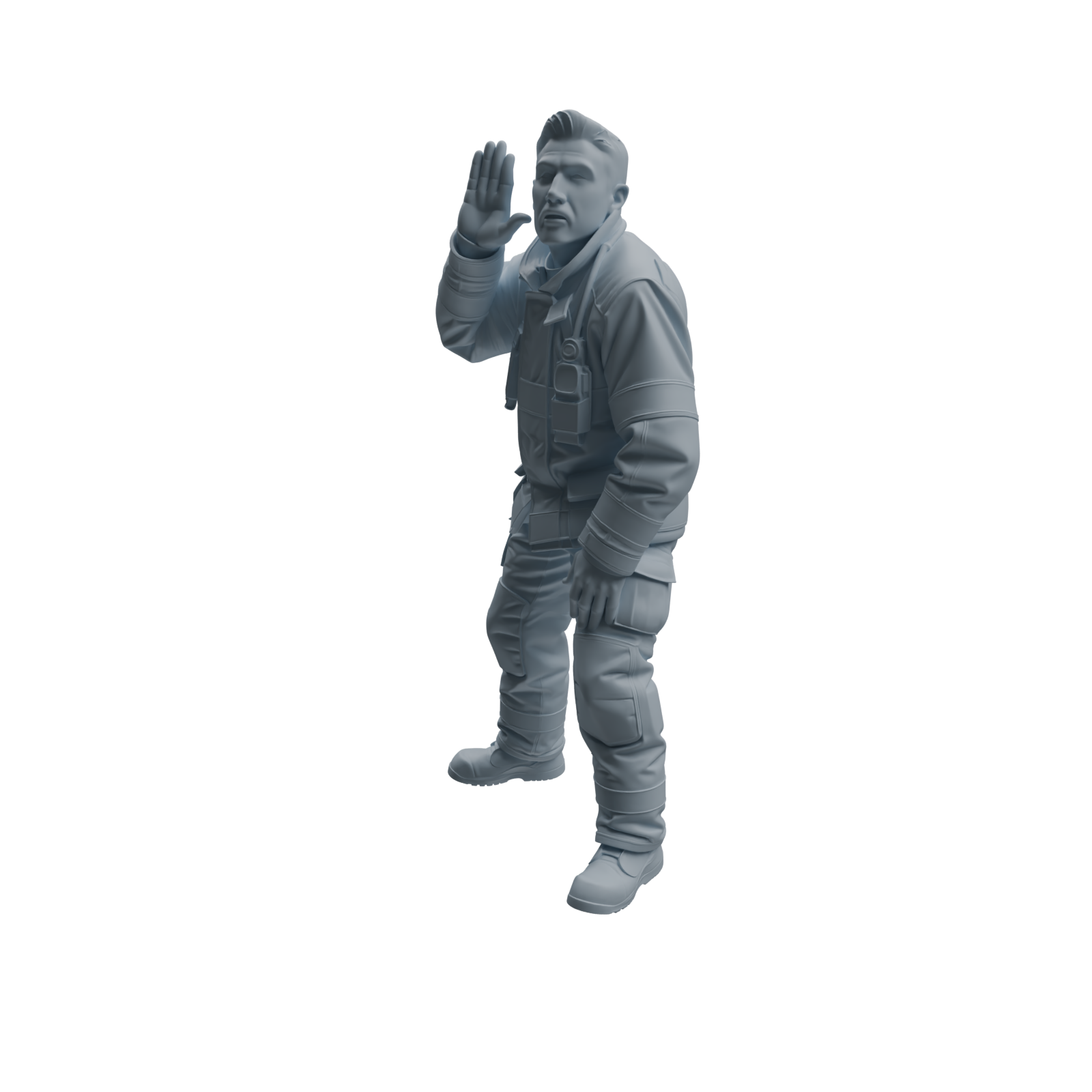 Detail view of MRY-SFW LYTR1065 Rescue Command Pose Firefighter Character Modern Model 3 pcs Model