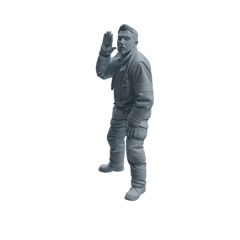 Detail view of MRY-SFW LYTR1065 Rescue Command Pose Firefighter Character Modern Model 3 pcs Model
