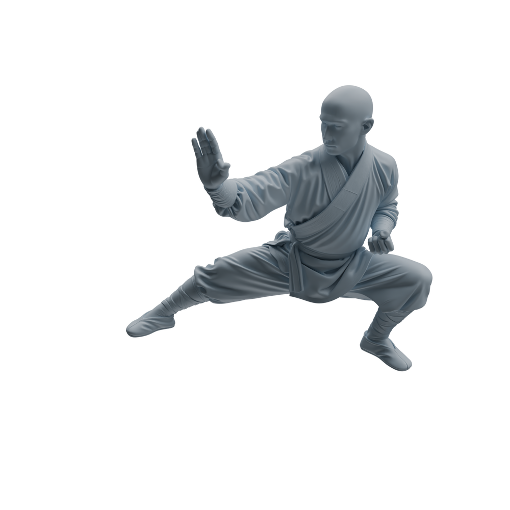 Detail view of MRY-SFW LYTR1078 Martial Arts and Meditating Monk Character Modern Model 3 pcs Model