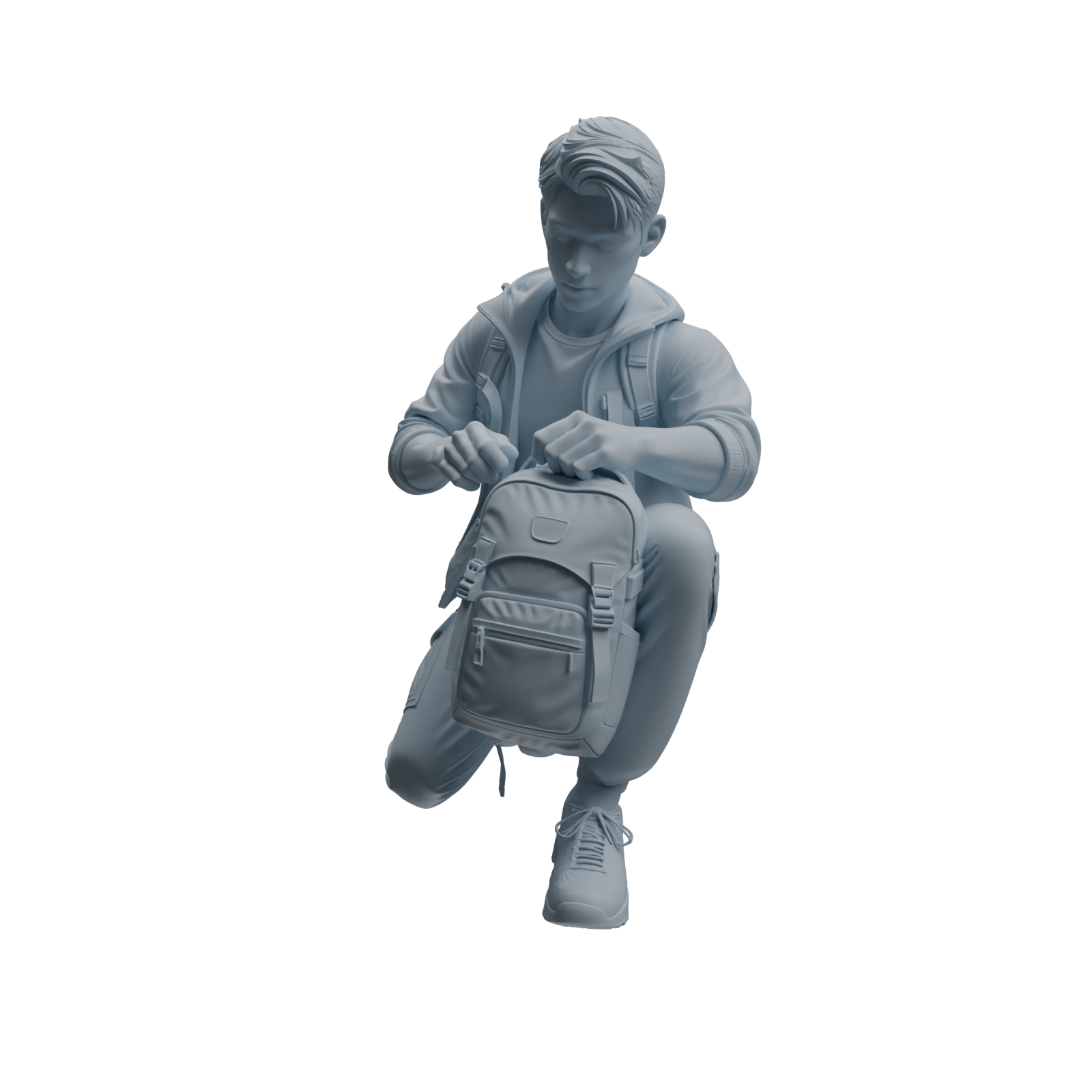 Detail view of MRY-SFW LYTR1022 Male Camping Preparation Character Modern Model 4 pcs Model