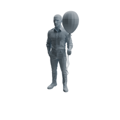 Detail view of MRY-SFW LYTR1032 Amusement Park Themed People Holding Balloons Character Modern Model 4 pcs Model