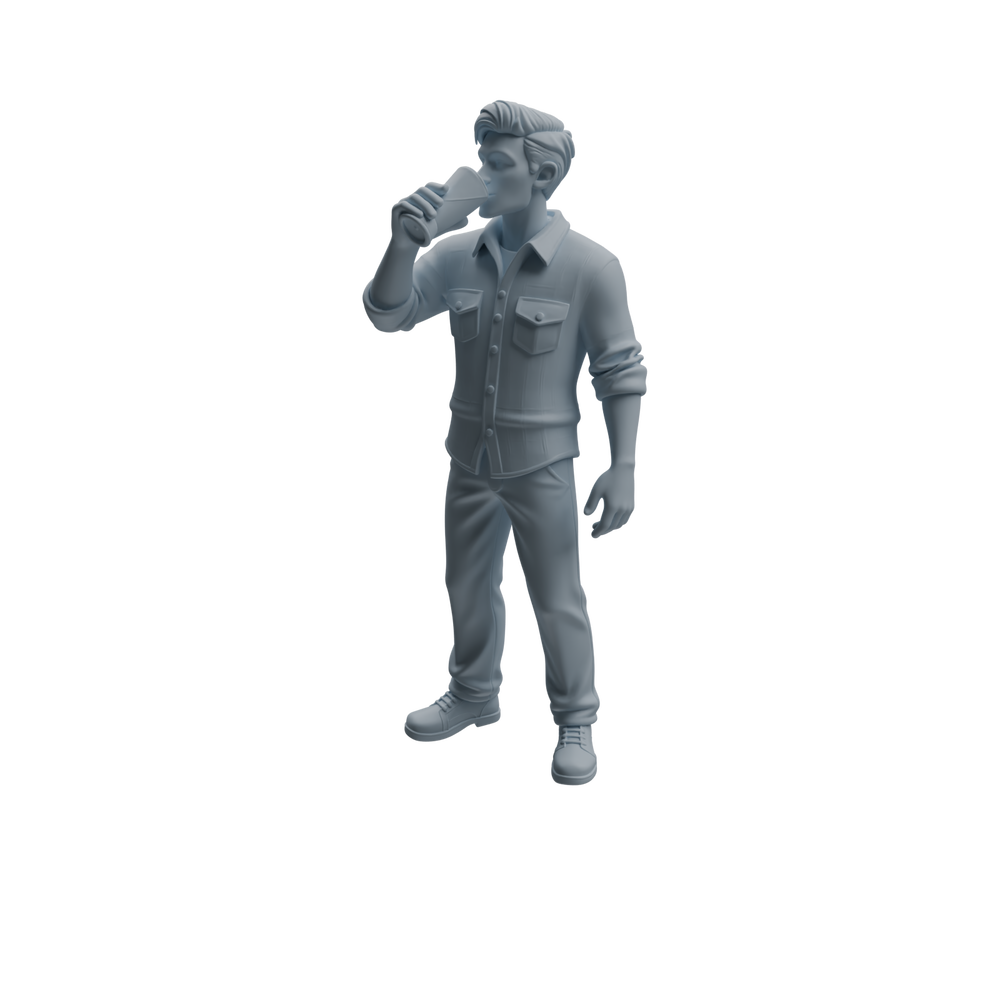 Detail view of MRY-SFW LYTR937 Bar Guest Man Character Modern Model 3 pcs Model