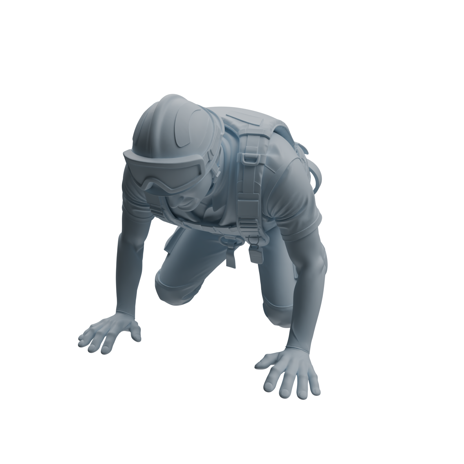 Detail view of MRY-SFW LYTR1067 Rescue Tactical Pose Firefighter Character Modern Model 3 pcs Model