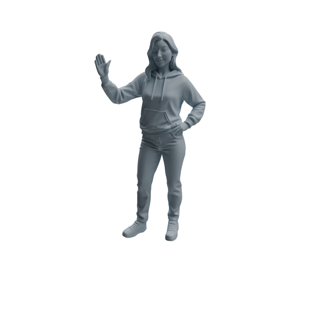 Detail view of MRY-SFW LYTR1060 Casual Sitting & Waving Character Modern Model 3 pcs Model