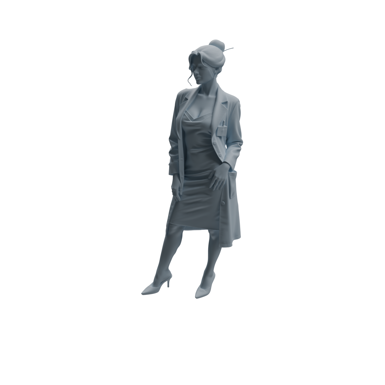 Detail view of MRY-SFW LYTR1007 Female Doctor with Stethoscope Character Modern Model 3 pcs Model