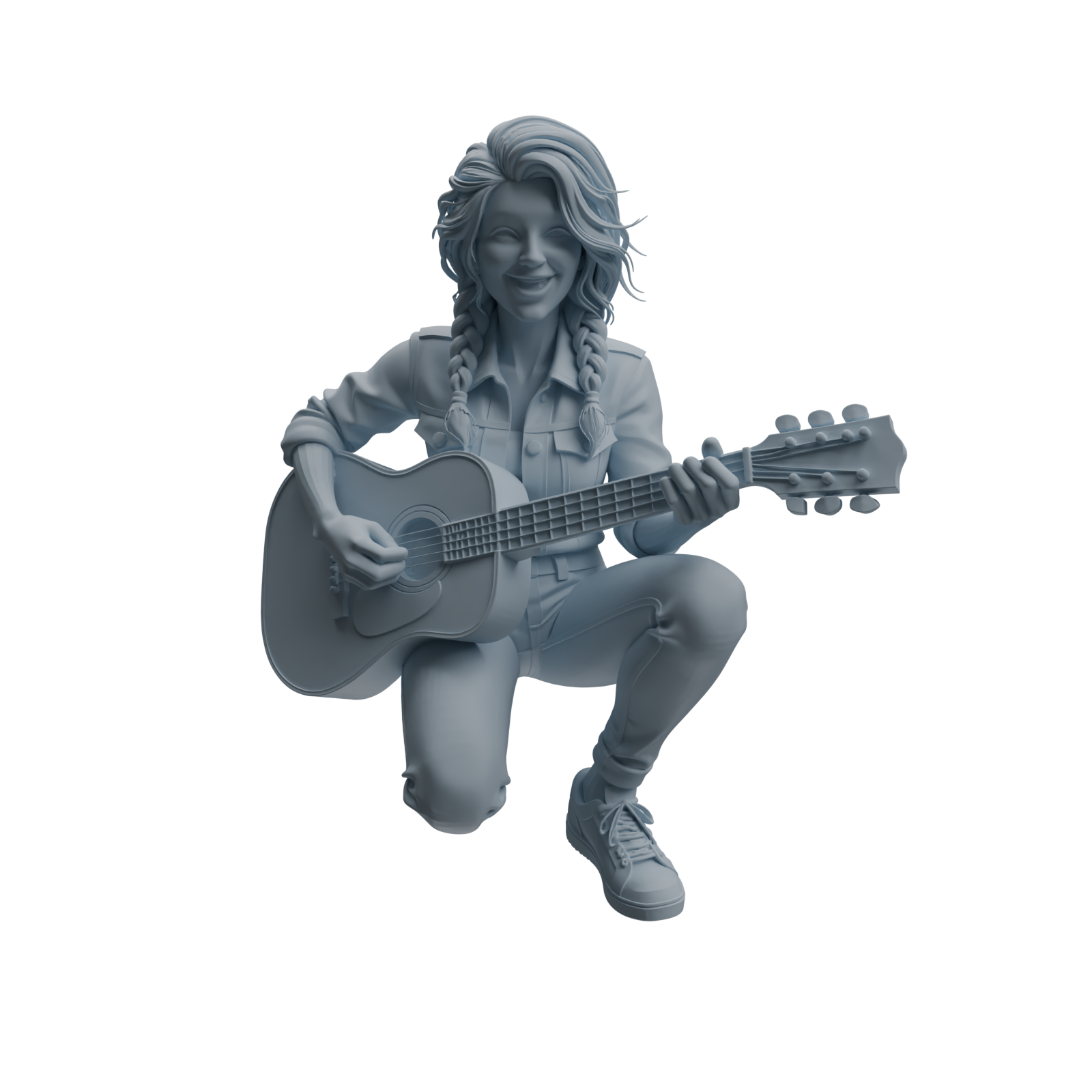 Detail view of MRY-SFW LYTR1026 Outdoor Guitar Playing Female Character Modern Model 3 pcs Model